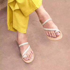 BLINGY Beige Strappy Shimmery Slides