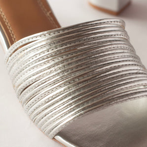 Strappy Silver Block Heels