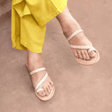 BLINGY Beige Strappy Shimmery Slides 1