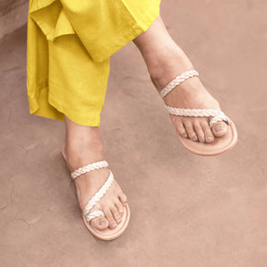 BLINGY Beige Strappy Shimmery Slides 1