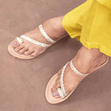 BLINGY Beige Strappy Shimmery Slides 5