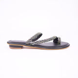 BLINGY Black Strappy Shimmery Slides 7