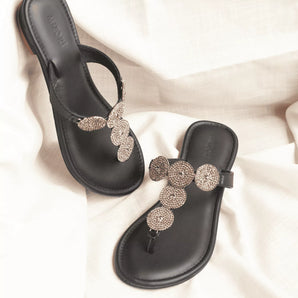 CHARISMATIC Embellished Thong Black Slides 2