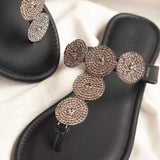 CHARISMATIC Embellished Thong Black Slides 5