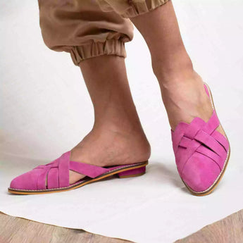 CHIC Pink Pointed Flat Mules