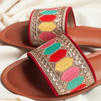 Coloured Embroidered Flats 6