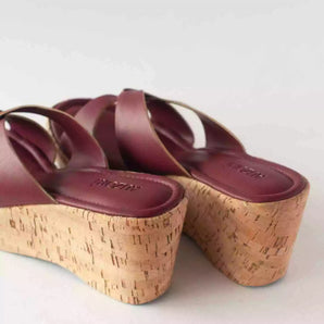 Criss Cross Burgundy Cork Wedges