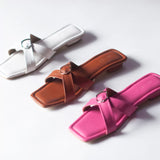 FEARLESS White Buckle Slides 3