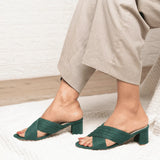 GRACEFUL Emerald Green Block Heels 1