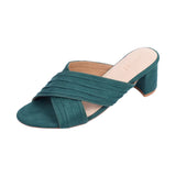 GRACEFUL Emerald Green Block Heels 2