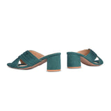 GRACEFUL Emerald Green Block Heels 5