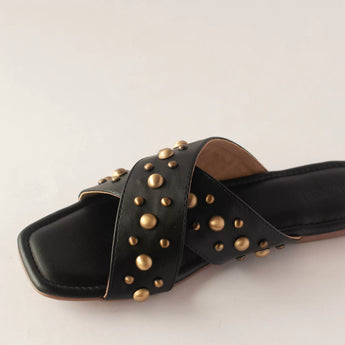 Gold Studded Black Flats 5