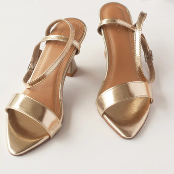 Pointed Toe Golden Kitten Heels 2