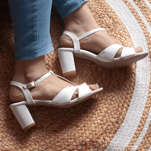 STRONG | White Block Heels 1