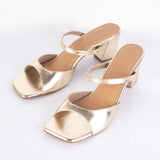 STUNNING Metallic Gold Block Heels 1