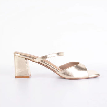 STUNNING Metallic Gold Block Heels 2