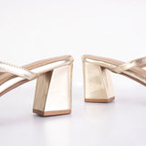 STUNNING Metallic Gold Block Heels 3