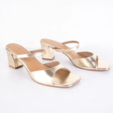 STUNNING Metallic Gold Block Heels 4