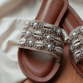 Shell Embellished Jute Flats 3