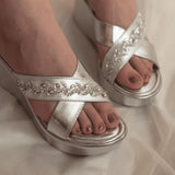 Silver Embroidery Criss Cross Wedges 4