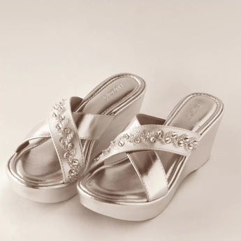 Silver Embroidery Criss Cross Wedges 5