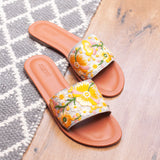 Yellow Floral Embroidered Flats 1