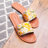 Yellow Floral Embroidered Flats 2