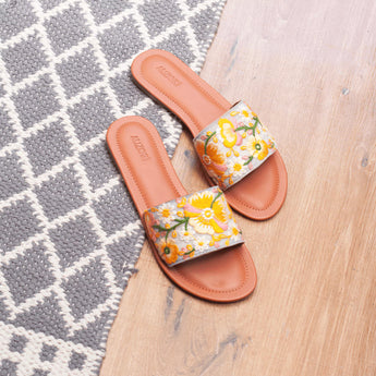 Yellow Floral Embroidered Flats 3