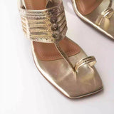 classic gold kolhapuri heel single pair