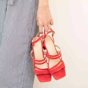 CONFIDENT Red Block Heels