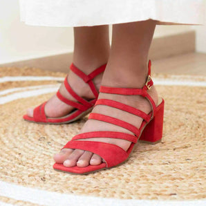 CONFIDENT Red Block Heels